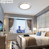 Nordic Dual Circle Led Ceiling Flush Light With Wood Arm - White/Green/Grey Thin Flushmount