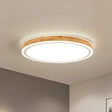 Nordic Dual Halo Ring Flush Mount Lamp - 12’/15’ Dia Wooden Led Ceiling Lighting In Beige Ideal