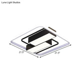 Nordic Dual Rectangle Flush Light - Metal Mount Fixture In Warm/White Led Black Finish
