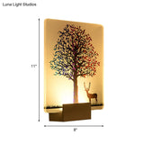 Nordic Elk/Tree Led Wall Sconce In White For Living Room