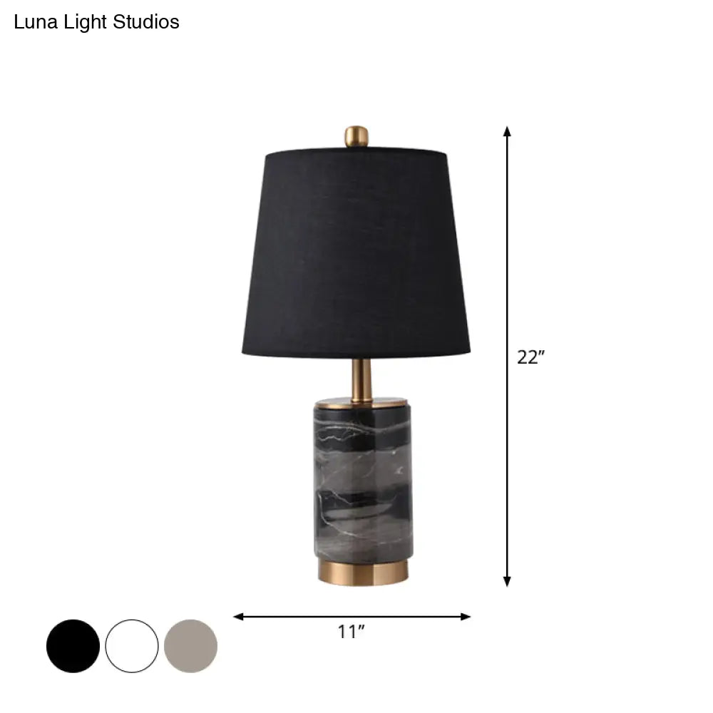 Nordic Empire Shade Table Lamp With Marble Column - Bedroom Night Light