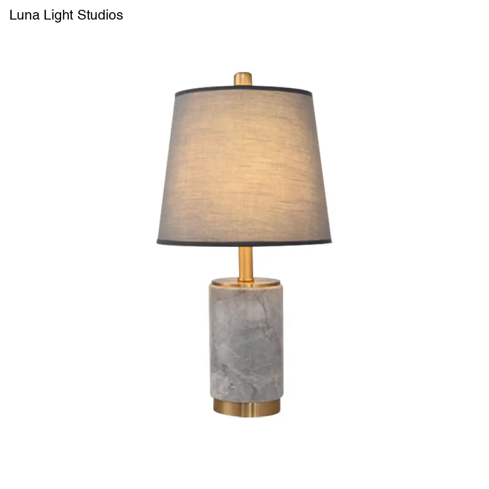 Nordic Empire Shade Table Lamp With Marble Column - Bedroom Night Light