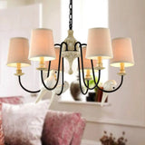 Nordic Fabric Barrel Pendant Chandelier Light - Tan Hanging Ceiling (3/6 Heads) 6 /