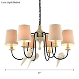 Nordic Fabric Barrel Pendant Chandelier Light - Tan Hanging Ceiling (3/6 Heads)