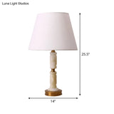 Nordic Fabric Conical Table Lamp With 1 White Head Brass Metal Base