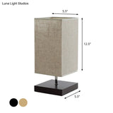 Nordic Fabric Nightstand Light: Round/Square Flaxen Table Lamp With Base For Bedroom