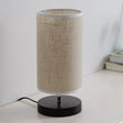 Nordic Fabric Nightstand Light: Round/Square Flaxen Table Lamp With Base For Bedroom Black / Round