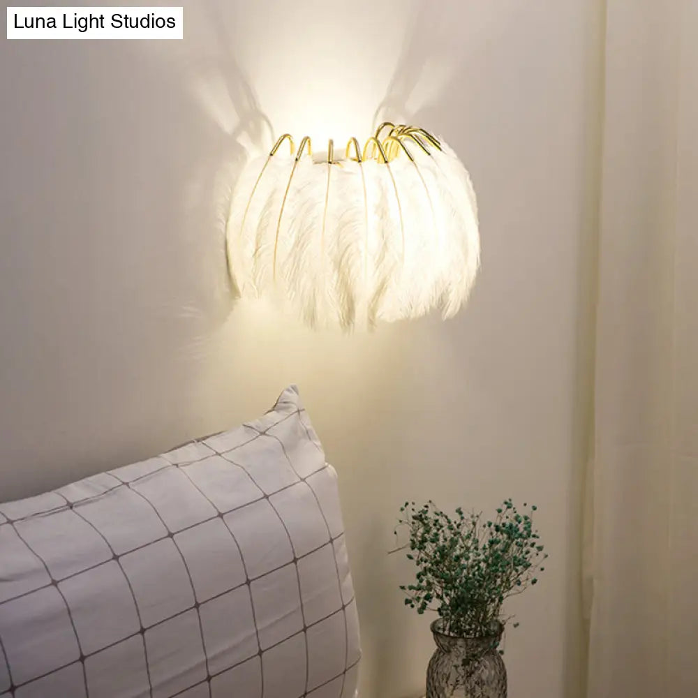 Nordic Feather Wall Sconce For Bedroom Ambient Lighting