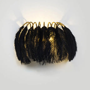 Nordic Feather Wall Sconce For Bedroom Ambient Lighting Black