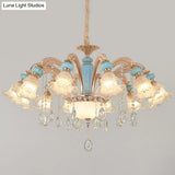 Nordic Flower Ceiling Lamp Frosted Glass Gold Chandelier For Living Room