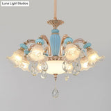 Nordic Flower Ceiling Lamp Frosted Glass Gold Chandelier For Living Room