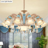 Nordic Flower Ceiling Lamp Frosted Glass Gold Chandelier For Living Room