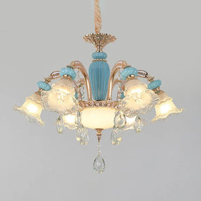 Nordic Flower Ceiling Lamp Frosted Glass Gold Chandelier For Living Room 6 /