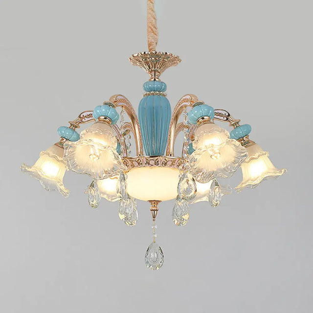 Nordic Flower Ceiling Lamp Frosted Glass Gold Chandelier For Living Room 6 /