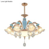 Nordic Flower Ceiling Lamp Frosted Glass Gold Chandelier For Living Room