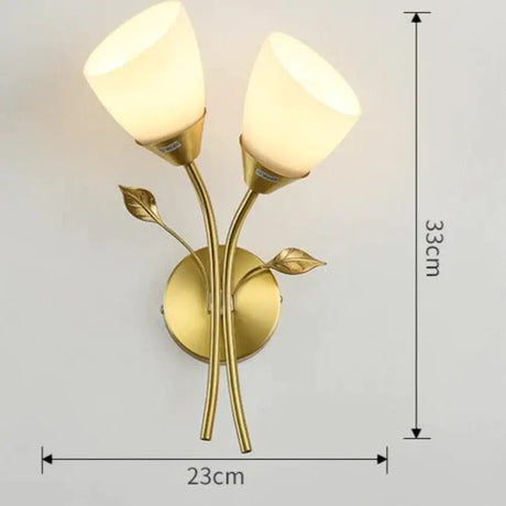 Nordic Flower Living Room Stairs Bedroom Bedside Copper Wall Lamp Double Copper Wall Lamps