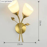 Nordic Flower Living Room Stairs Bedroom Bedside Copper Wall Lamp Double Lamps