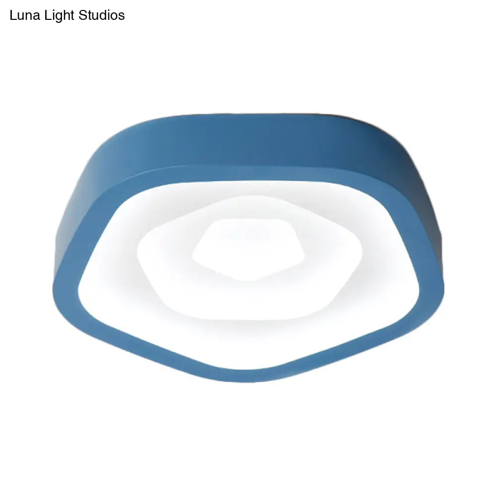Nordic Flush Ceiling Lamp - Pink/Blue/Green Acrylic Led 20.5’ Wide Pentagon Shape