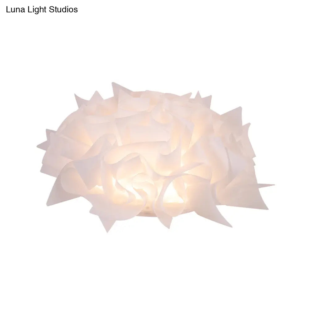 Nordic Flush Mount Led Light With Twist Acrylic Shade For Bedroom In White/Brown - 3 Gear Ceiling