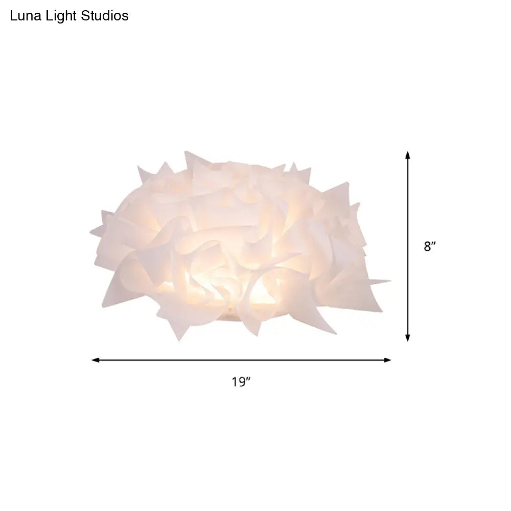 Nordic Flush Mount Led Light With Twist Acrylic Shade For Bedroom In White/Brown - 3 Gear Ceiling