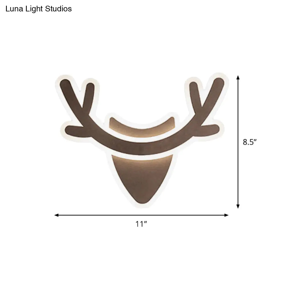 Nordic Flush Mount Wall Sconce With Led Light Coffee Heart Shape/Black Wifi Acrylic Shade And Elk