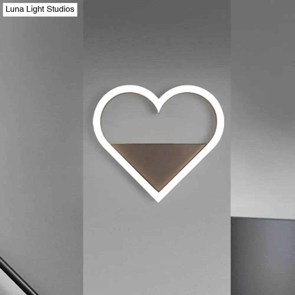 Nordic Flush Mount Wall Sconce With Led Light Coffee Heart Shape/Black Wifi Acrylic Shade And Elk