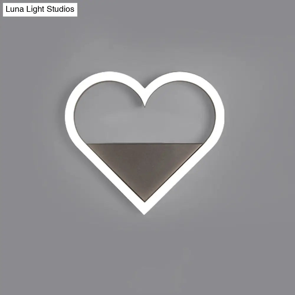 Nordic Flush Mount Wall Sconce With Led Light Coffee Heart Shape/Black Wifi Acrylic Shade And Elk