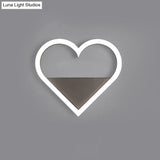 Nordic Flush Mount Wall Sconce With Led Light Coffee Heart Shape/Black Wifi Acrylic Shade And Elk