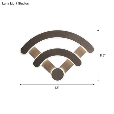 Nordic Flush Mount Wall Sconce With Led Light Coffee Heart Shape/Black Wifi Acrylic Shade And Elk