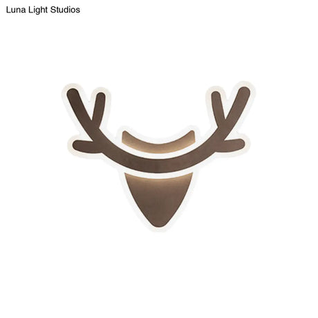 Nordic Flush Mount Wall Sconce With Led Light Coffee Heart Shape/Black Wifi Acrylic Shade And Elk