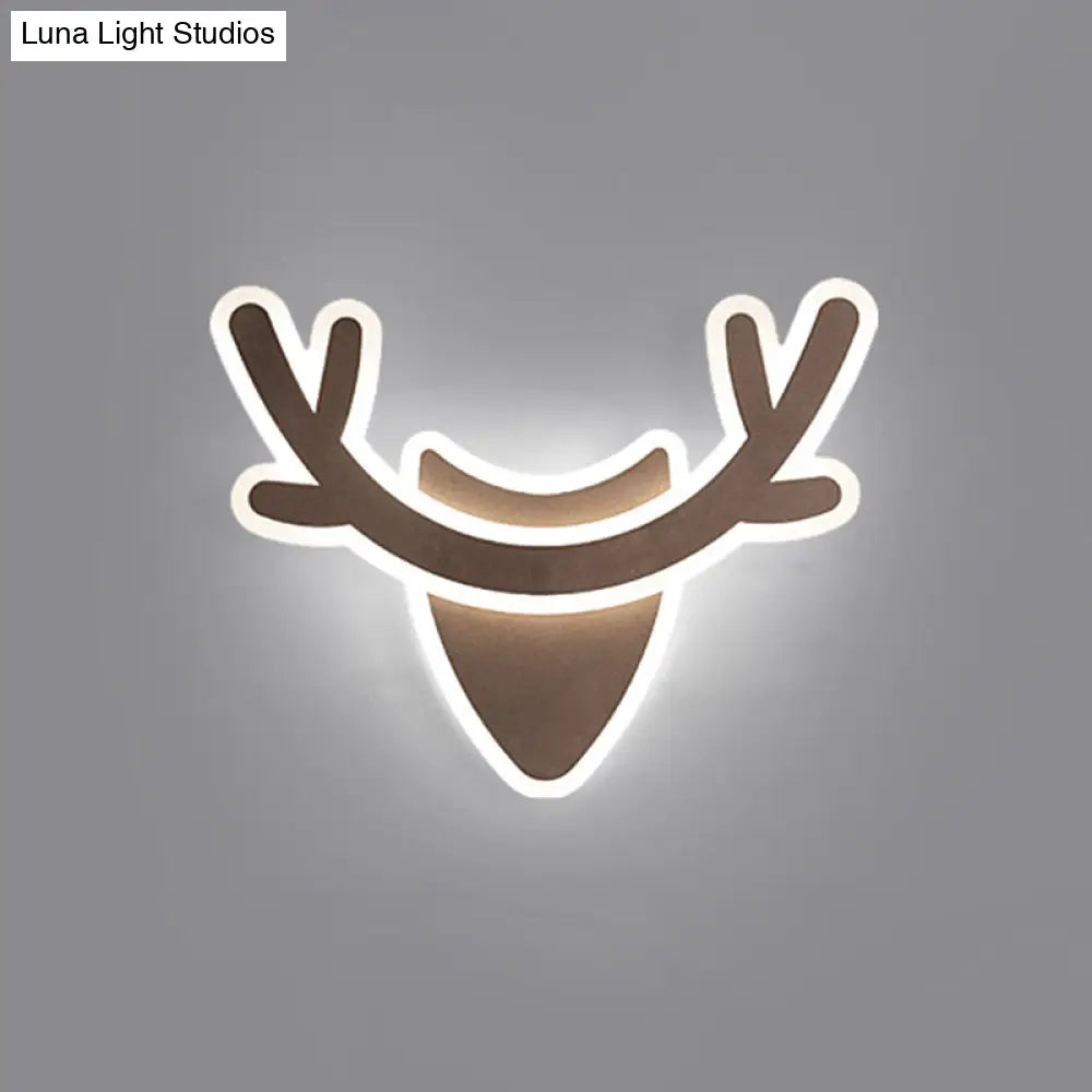 Nordic Flush Mount Wall Sconce With Led Light Coffee Heart Shape/Black Wifi Acrylic Shade And Elk