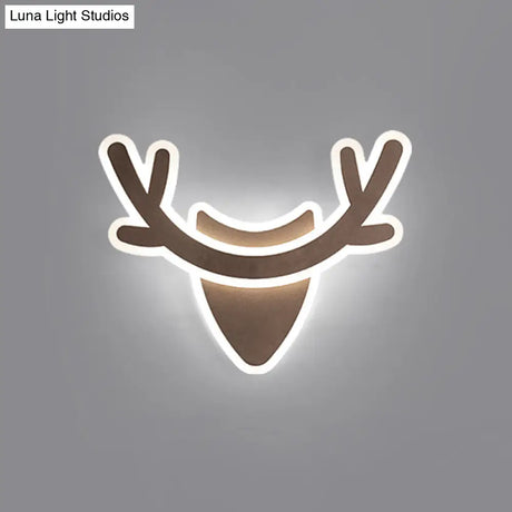 Nordic Flush Mount Wall Sconce With Led Light Coffee Heart Shape/Black Wifi Acrylic Shade And Elk