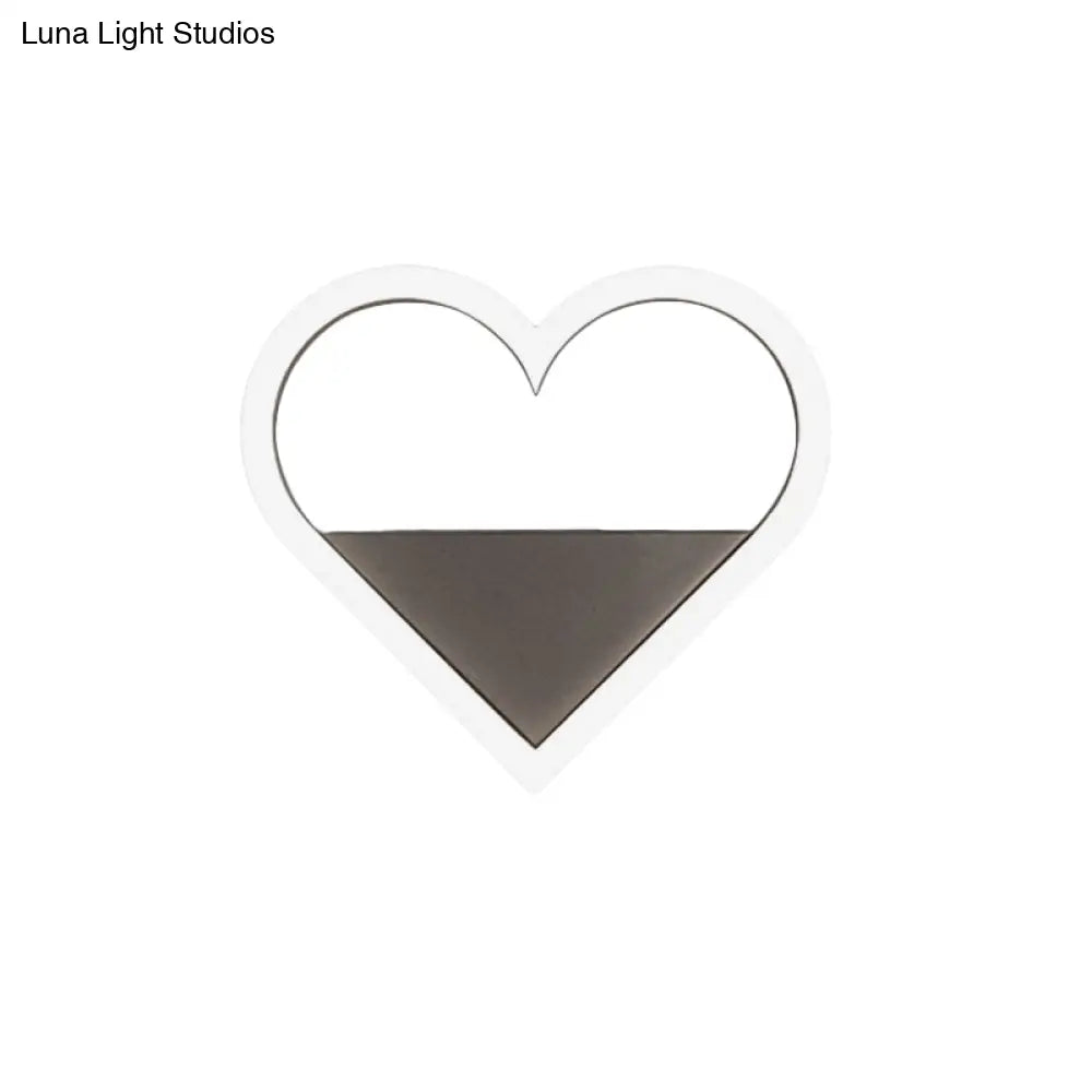 Nordic Flush Mount Wall Sconce With Led Light Coffee Heart Shape/Black Wifi Acrylic Shade And Elk