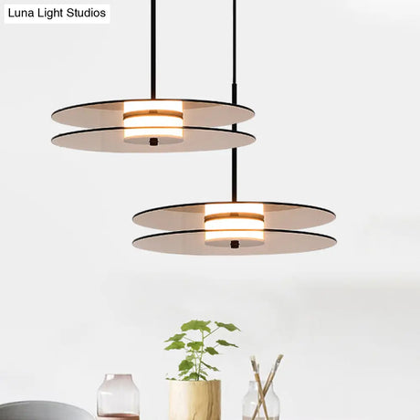Nordic Glass Disc Pendant Light For Dining Room - Tan 1