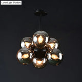 Nordic Glass Pendant Chandelier - 6 Bulbs Black Perfect For Bedroom