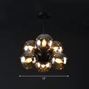 Nordic Glass Pendant Chandelier - 6 Bulbs Black Perfect For Bedroom Amber