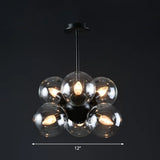 Nordic Glass Pendant Chandelier - 6 Bulbs Black Perfect For Bedroom Clear