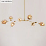Nordic Glass Pendant Chandelier - 7 Heads Dimple Lighting For Living Room