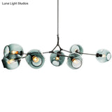 Nordic Glass Pendant Chandelier - 7 Heads Dimple Lighting For Living Room