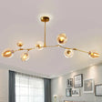 Nordic Glass Pendant Chandelier - 7 Heads Dimple Lighting For Living Room Gold