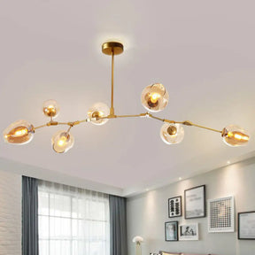 Nordic Glass Pendant Chandelier - 7 Heads Dimple Lighting For Living Room Gold