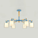 Nordic Glass Pendant Light Fixture With 6 Bulbs For Bedroom Blue