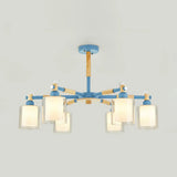 Nordic Glass Pendant Light Fixture With 6 Bulbs For Bedroom Blue