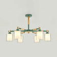 Nordic Glass Pendant Light Fixture With 6 Bulbs For Bedroom Green
