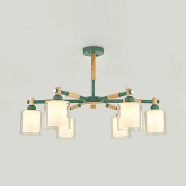 Nordic Glass Pendant Light Fixture With 6 Bulbs For Bedroom Green