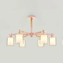Nordic Glass Pendant Light Fixture With 6 Bulbs For Bedroom Pink