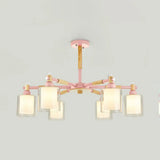 Nordic Glass Pendant Light Fixture With 6 Bulbs For Bedroom Pink
