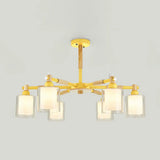 Nordic Glass Pendant Light Fixture With 6 Bulbs For Bedroom Yellow