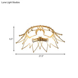 Nordic Gold Crown Shape Flush Mount Light W/ 3 Bulbs & Metal Shade
