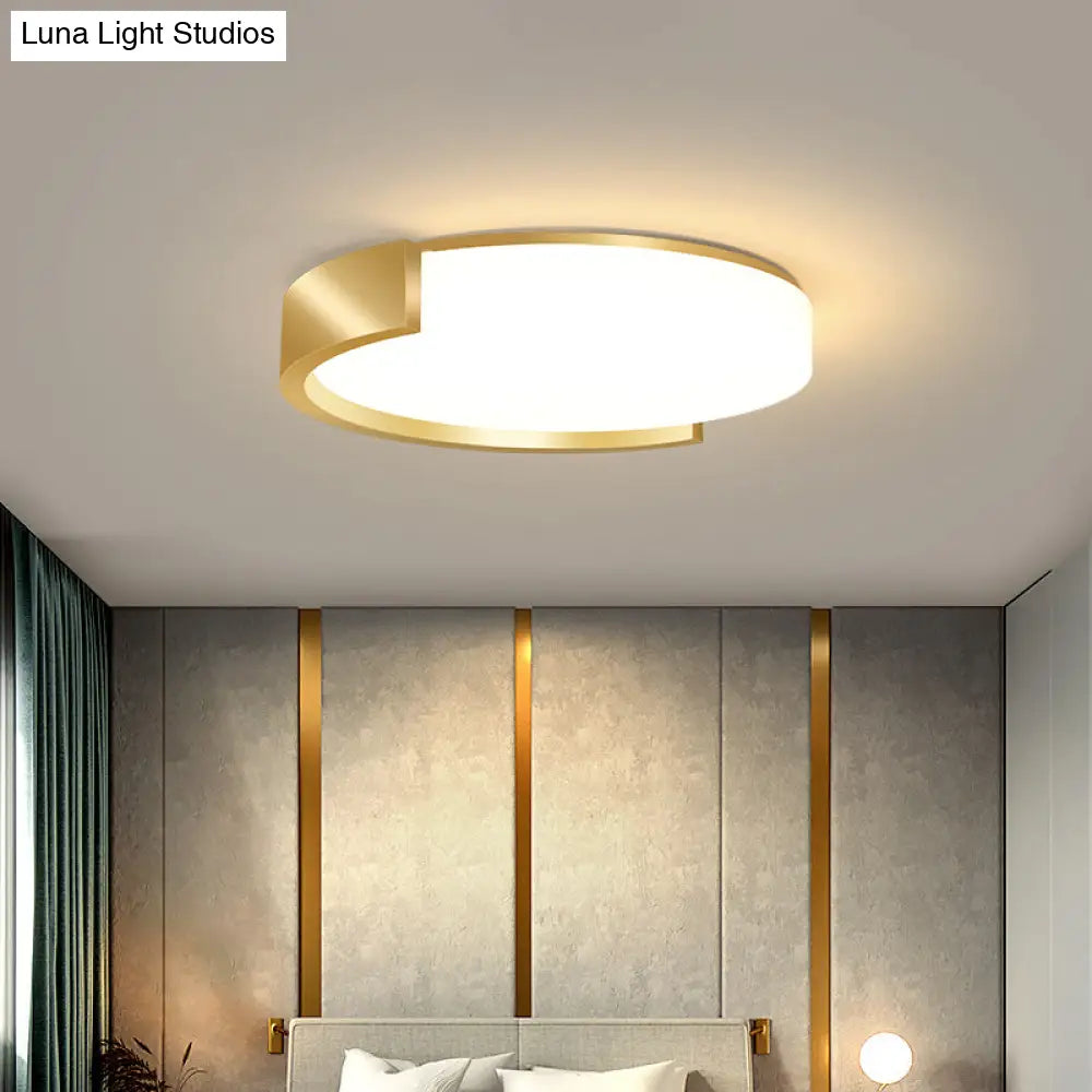 Nordic Gold Flush Mount Ceiling Light With Acrylic Shade